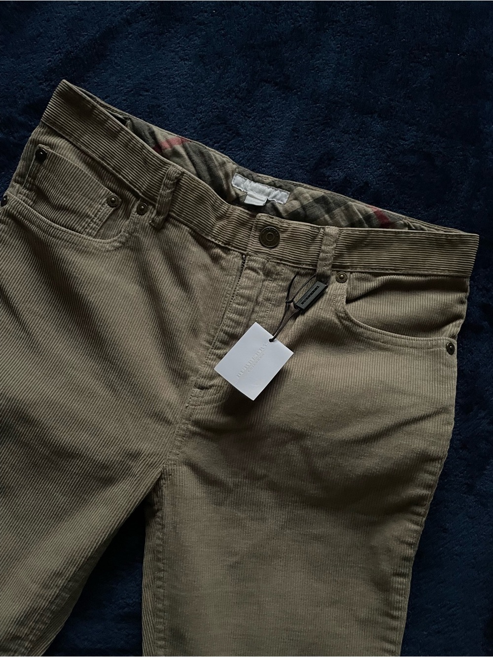 Kids Burberry Corduroy Pants in Olive Brown